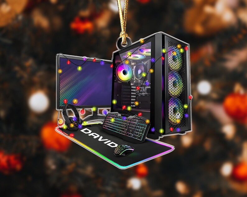 Custom 2D Pc Gamer Ornament: Gaming Computer Christmas Ornament, Christmas Tree Decor, Custom Computer Ornament, Gift for Him Ornament Gift