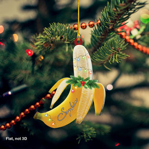 Banana Christmas Acrylic Ornament, Banana Xmas Tree Ornament Decor, Banana Lovers Christmas gift, Food Lover Gift, Banana Hanging Ornament