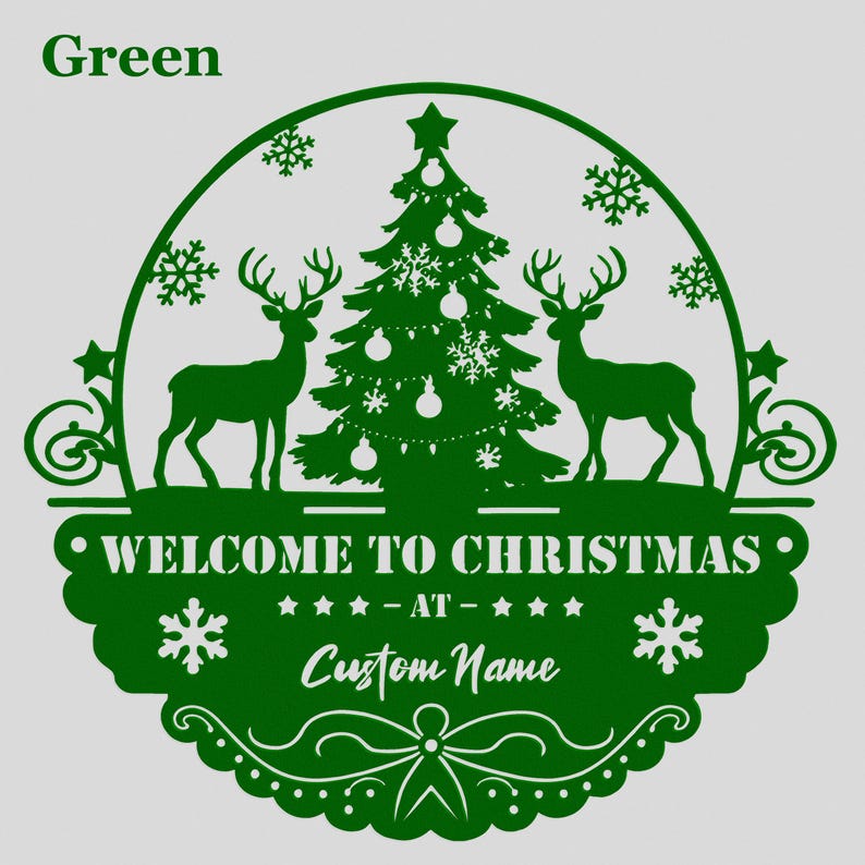 Personalized Christmas Metal Sign: Custom Family Name Decor