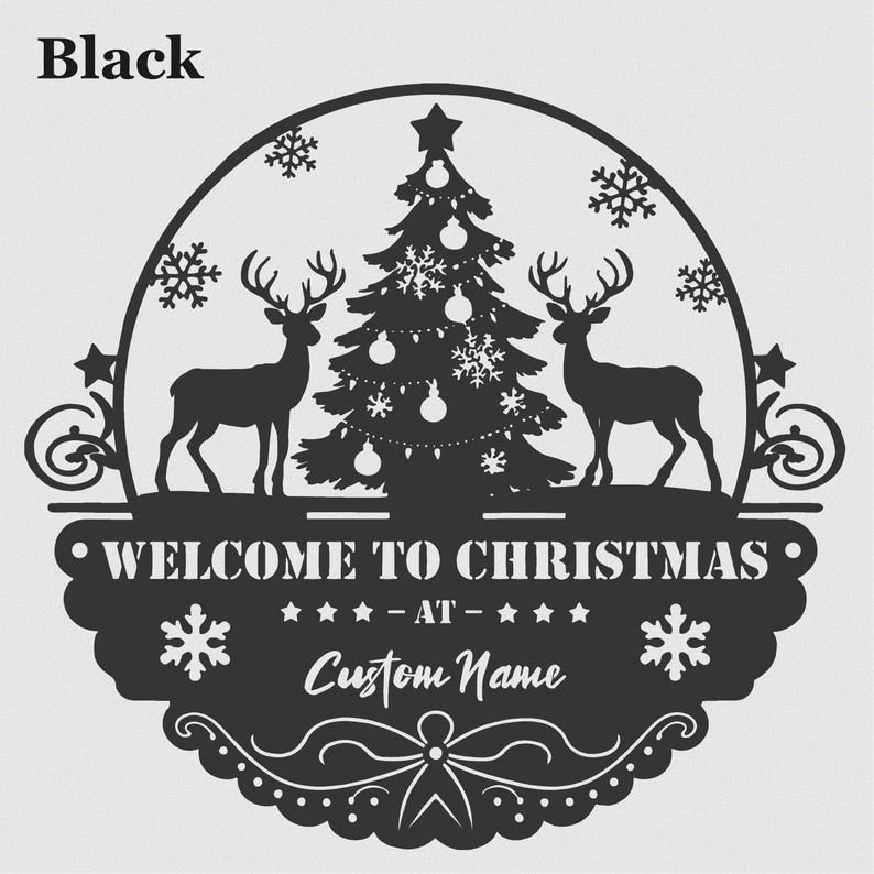 Personalized Christmas Metal Sign: Custom Family Name Decor