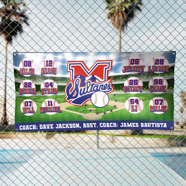 Baseball Team Banner Sports Team Banner Softball Team Banner Little League Banner Team Poster Custom Photo Banners Full Color Team Banner