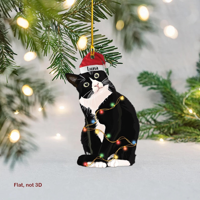 Tuxedo Cat Christmas Ornament, Custom Cat Ornament, Tuxedo Cat Lover Gift, Cat Owner Gift