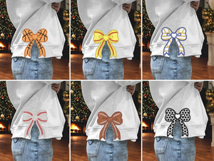 Bundle Sport Side Bow Applique Side Bow Embroidery Designs Wide Ribbon Sports Girly Bow Sweatshirt Seam Side Bow