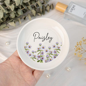 Personalized Birth Flower Ring Dish with Name,Jewelry Dish,Wedding Bridesmaid Gift,Birthday Party Gift,Flower Ring Dish,Valentine's Day Gift