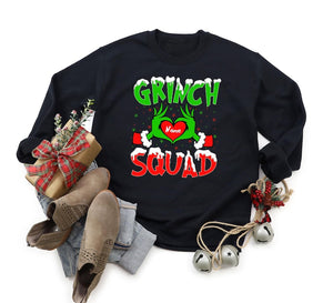 Custom Grinch Family T-shirt, Christmas Matching Grinch Squad Family sweatshirt, Personalized Grinch Hand Heart Shirt, trendy Shirt