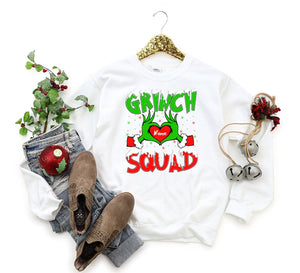 Custom Grinch Family T-shirt, Christmas Matching Grinch Squad Family sweatshirt, Personalized Grinch Hand Heart Shirt, trendy Shirt