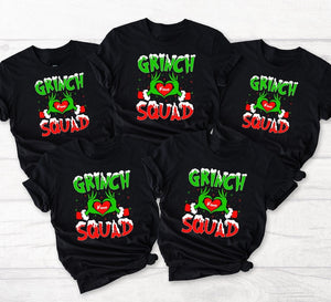 Custom Grinch Family T-shirt, Christmas Matching Grinch Squad Family sweatshirt, Personalized Grinch Hand Heart Shirt, trendy Shirt