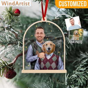Custom Funny Step Brothers Portrait Ornament, Funny Gift For Pet Loved, Christmas Gift, Dog Dad Gift, Car Ornament, Car Visor Decor