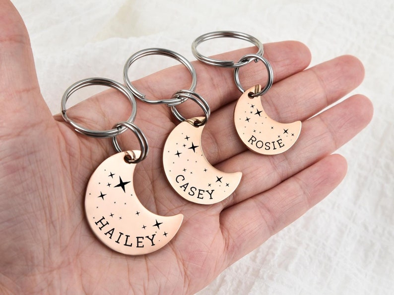Personalized Moon Pet Tag: Custom Dog Cat ID Tag Personalized Pet Tag, Moon and Stars