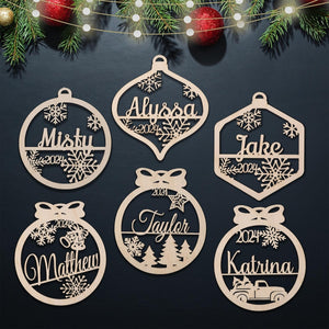Personalized Christmas Wood Ornament |Custom name Ornament | Laser Cut Gift Tag | Laser Cut Name Bauble