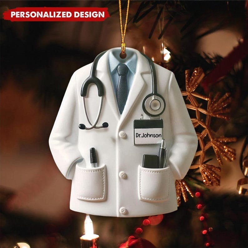 Personalized Doctor Blouse Shaped Ornament, Doctor Lovers Gift, Custom Medical Worker Christmas Ornament, Doctor Gift, Doctor Keepsake