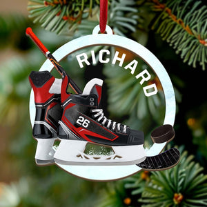 Ice Hockey Skates 2 Layers Mixed Ornament Gift For Hockey Players, Hockey Team Christmas Gift, Hockey Ornament Xmas Decor