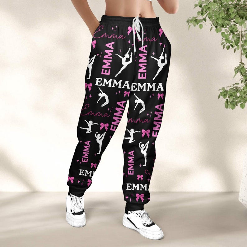 Dancing Girl Personalized Sweatpants, Custom Name Joggers, Ballerina Gift, Ballet Gift, Gift For Girls Daughter Friends, Dancing Team