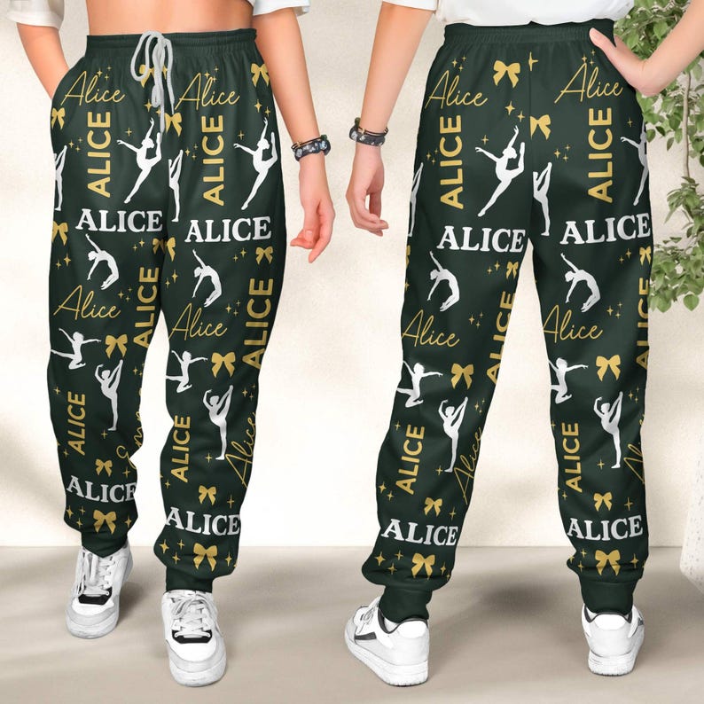 Dancing Girl Personalized Sweatpants, Custom Name Joggers, Ballerina Gift, Ballet Gift, Gift For Girls Daughter Friends, Dancing Team