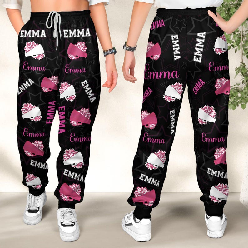 Cheerleader Personalized Sweatpants, Custom With Vignette Color And Name, Lovely Gift For Cheerleader Girls, Cheerleading Gift For Girls