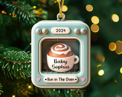 Bun In The Oven Ornament, Expecting Ornament, Flat 2D Bun In The Oven Christmas Ornament, Expecting Parents Ornament, Pregnancy Announcement