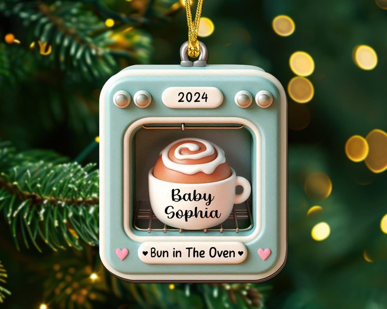 Bun In The Oven Ornament, Expecting Ornament, Flat 2D Bun In The Oven Christmas Ornament, Expecting Parents Ornament, Pregnancy Announcement