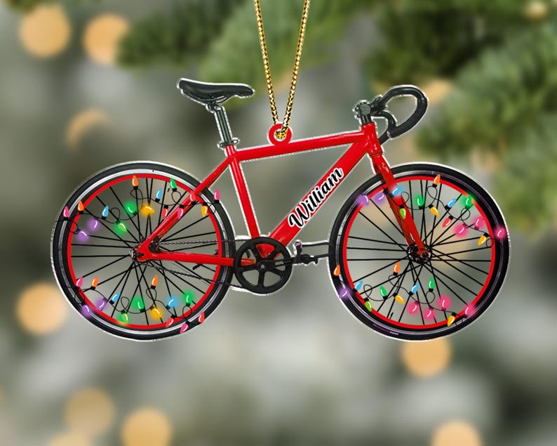 Personalized Name Bicycle Christmas Ornaments, Cycling Ornament, Bicycle Gift, Christmas Gifts For Bicycle Rider, Biker Xmas Ornament