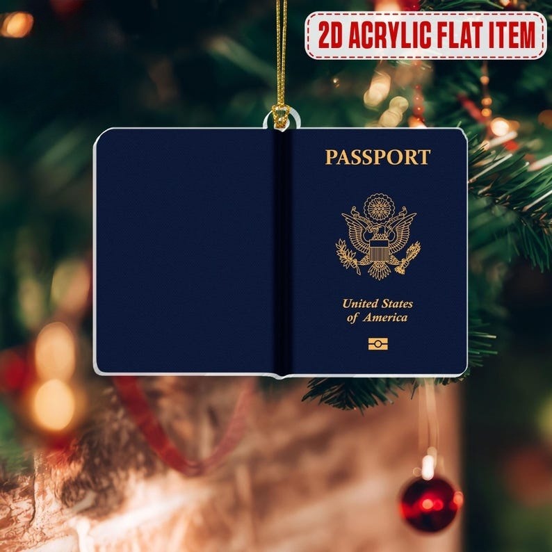 Personalized 2024 Travel Adventure Acrylic Ornament, Passport Travel Christmas Ornament, Travel Gift, Honeymoon Vacation Gift, Travel Lover