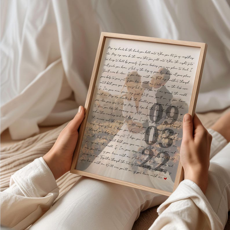 First Dance Song with photo Wedding Anniversary Gift Song Lyrics 1st Anniversary Gift for Her One Year Anniversary Gift Wedding Vow Wall Art