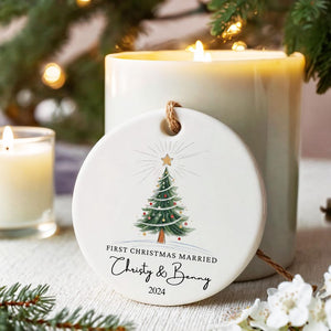 First Christmas Married Ornament, Mr and Mrs Ornament, Personalized Wedding Gift, Newlywed Christmas Gift, Wedding Christmas Ornament