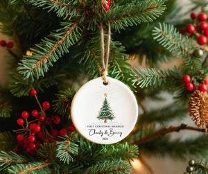 First Christmas Married Ornament, Mr and Mrs Ornament, Personalized Wedding Gift, Newlywed Christmas Gift, Wedding Christmas Ornament