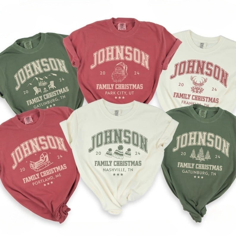 Custom Family Christmas Shirt Comfort Colors Matching Family Christmas Tshirt Personalized Name Christmas Shirt Vintage Santa Varsity Shirt