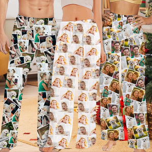 Customized Pajama Pants with Photo,Collage Photo Pants,Pictures Printed Pajama,Men's Pajama Bottoms,Gift for him,Birthday Day gift