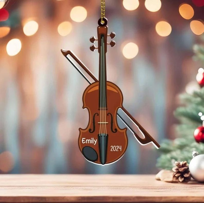 Acoustic Guitar Ornament, Guitar Christmas Tree Decoration, Christmas Gift for Guitarist, Guitar Player Gift, Classic Guitar Ornament Music