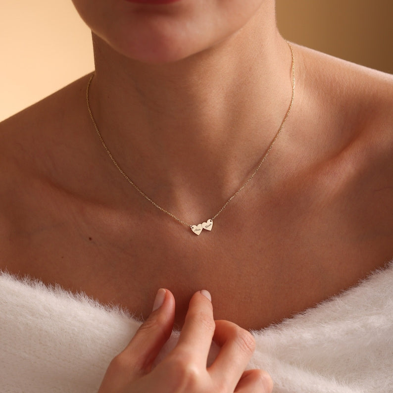 Custom Heart Necklace, Multiple Name Necklace, Personalized Name Necklace, Family Necklace, Mom Gifts, Jewelry Gift For Her, Christmas Gift