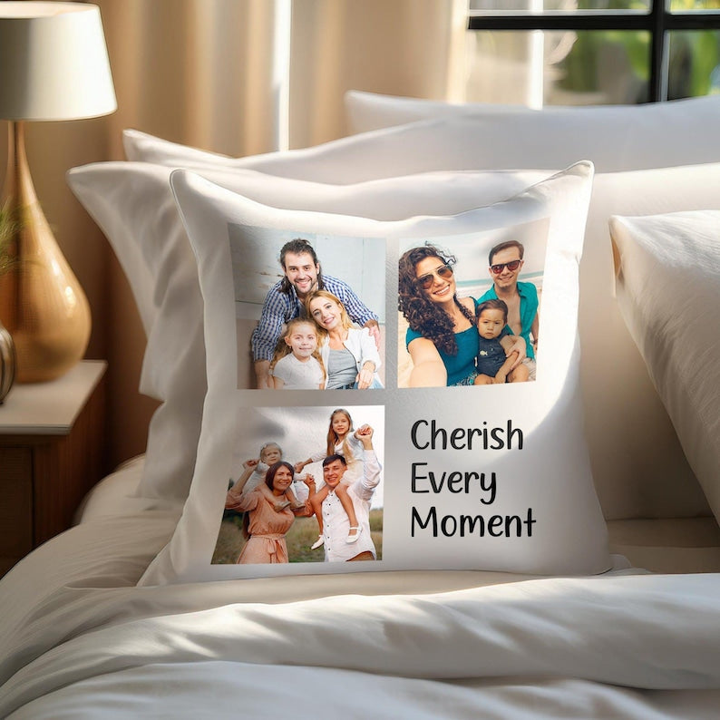 Personalized Photo Collage Pillow, Custom Picture Pillow, Custom Throw Pillow, Family Custom Decor, Printed Cushion, Family Photo Gift