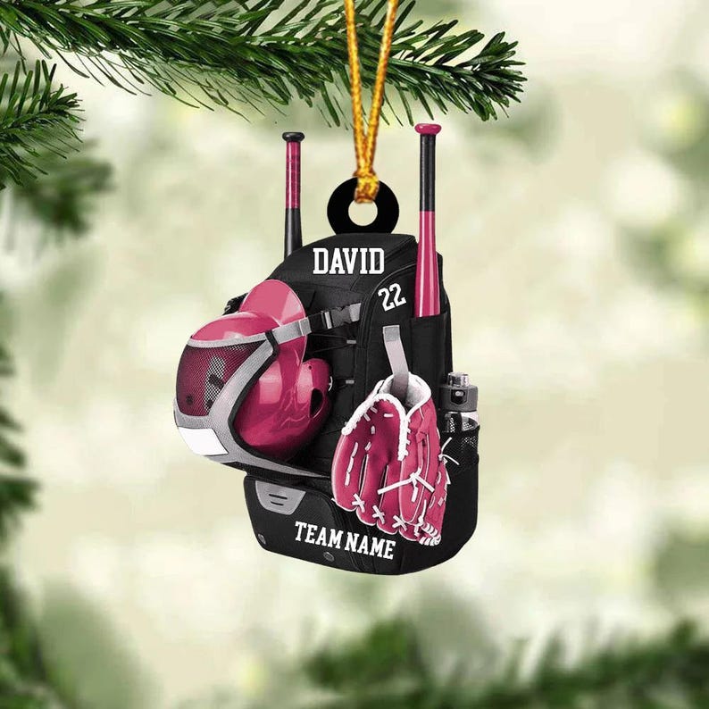 Personalized Baseball Christmas Ornament, Baseball Bag Ornament, Christmas Gift For Baseball Lover,Xmas Tree Decor, Gift For Baseball Player