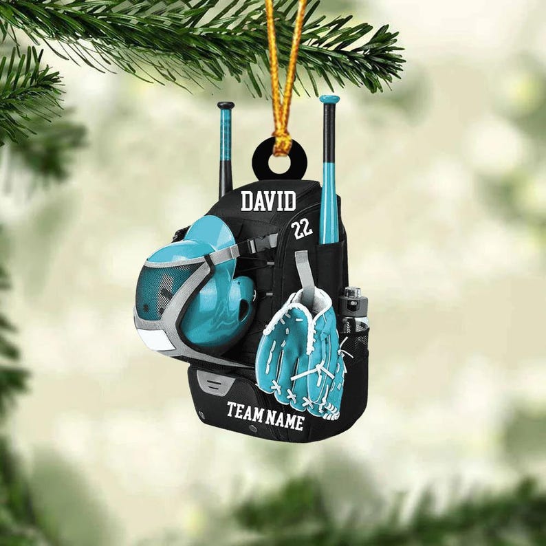 Personalized Baseball Christmas Ornament, Baseball Bag Ornament, Christmas Gift For Baseball Lover,Xmas Tree Decor, Gift For Baseball Player