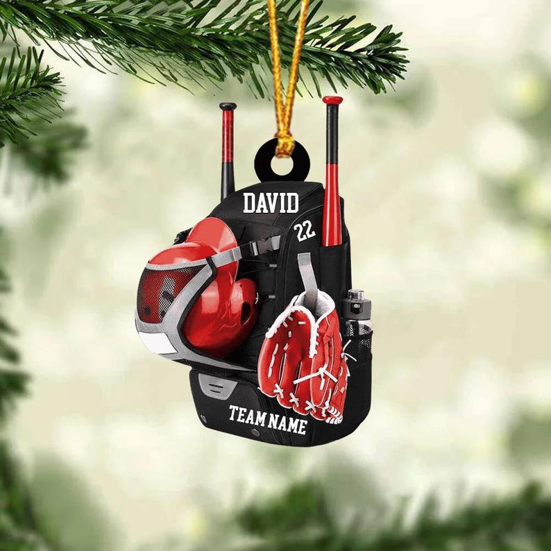 Personalized Baseball Christmas Ornament, Baseball Bag Ornament, Christmas Gift For Baseball Lover,Xmas Tree Decor, Gift For Baseball Player