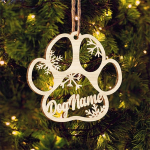 Personalized Memorial Ornament, Paw with Wings Christmas Ornament, Cat Paw Ornament, Pet Angel Paw Ornament, Custom Wood Ornament