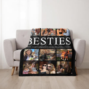 Personalized Best Friend Blanket,Bestie Birthday Gift,Photo Blanket with Custom Text BFF Soul Sister,Photo Gift For Long Distance Friend