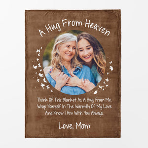 Personalized Memorial Dad Blanket, In Memory Of Photo, Blanket Gift For Loss Of Mom Sympathy Blankets Hugs From Heaven Blanket Xmas Gift