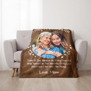 Personalized Memorial Dad Blanket, In Memory Of Photo, Blanket Gift For Loss Of Mom Sympathy Blankets Hugs From Heaven Blanket Xmas Gift