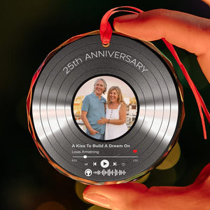 Custom Song Anniversary Ornament, Smart Ornament, 1st Anniversary Gift Song Plays on Phone Scanned, 10th-25th-50th Anniversary, Double Side