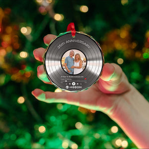 Custom Song Anniversary Ornament, Smart Ornament, 1st Anniversary Gift Song Plays on Phone Scanned, 10th-25th-50th Anniversary, Double Side
