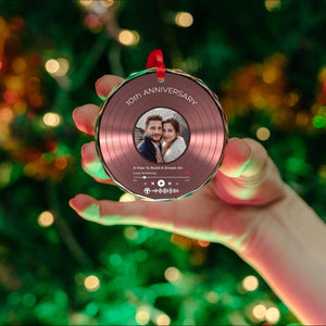 Custom Song Anniversary Ornament, Smart Ornament, 1st Anniversary Gift Song Plays on Phone Scanned, 10th-25th-50th Anniversary, Double Side