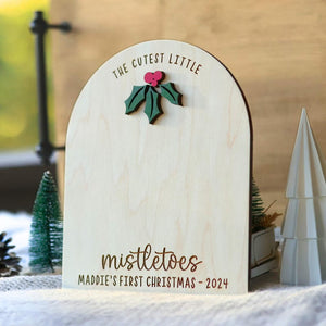 DIY Footprint Art, Baby's First Christmas, Mistletoes Sign, Wooden Kids Craft, Custom Children's Keepsake, Personalized Baby Christmas Decor