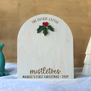 DIY Footprint Art, Baby's First Christmas, Mistletoes Sign, Wooden Kids Craft, Custom Children's Keepsake, Personalized Baby Christmas Decor