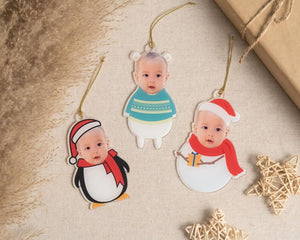 Personalized Baby Face Ornament, Christmas Decor, Ornament For Baby, Baby's Christmas, Baby First Gift, Photo Ornament, Face Ornament