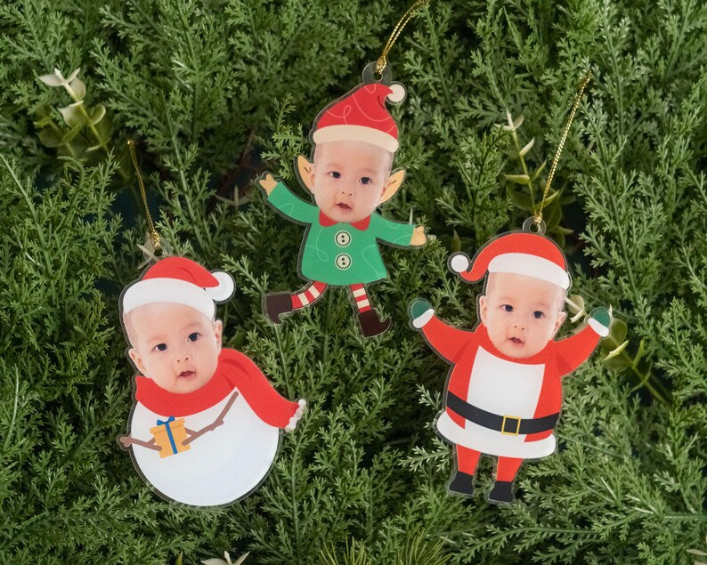 Personalized Baby Face Ornament, Christmas Decor, Ornament For Baby, Baby's Christmas, Baby First Gift, Photo Ornament, Face Ornament