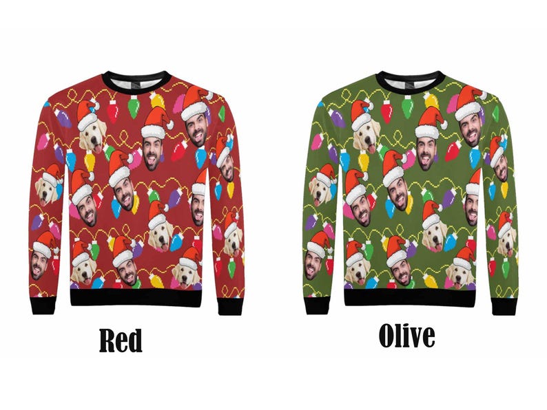Custom Christmas Ugly Sweater,Personalize Face Sweatshirt,Funny Sweatshirt for Family/Friends,Christmas Ugly Sweater Party Christmas Gifts