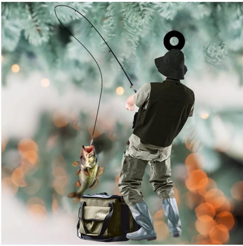 Personalized Fishing Christmas Ornament, Fishing Man Ornament, Christmas Gift For Fishing Lovers, Xmas Tree Decor Gift For Fishing Lovers