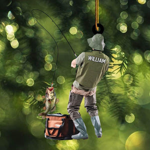 Personalized Fishing Christmas Ornament, Fishing Man Ornament, Christmas Gift For Fishing Lovers, Xmas Tree Decor Gift For Fishing Lovers
