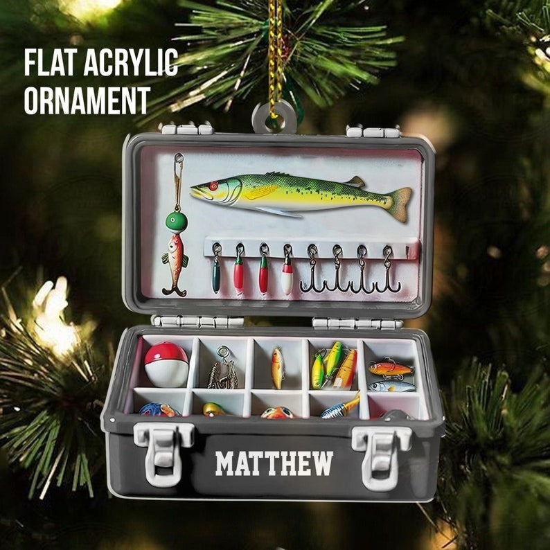 Personalized Fishing Tackle Box Ornament, Custom Fisher Ornament, Fisherman Ornament, Fishing Christmas Ornament, Gift For Fishing Lover