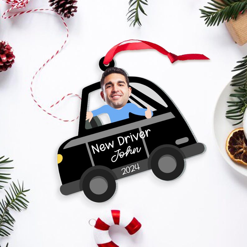 2D Personalized New Driver Ornament, Driver Learner's Permit Christmas Ornament, First Car Ornament,New Car Ornament,Custom Photo New Driver
